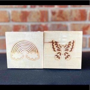 Burned Design Butterfly & Rainbow Wood Trinkets Box